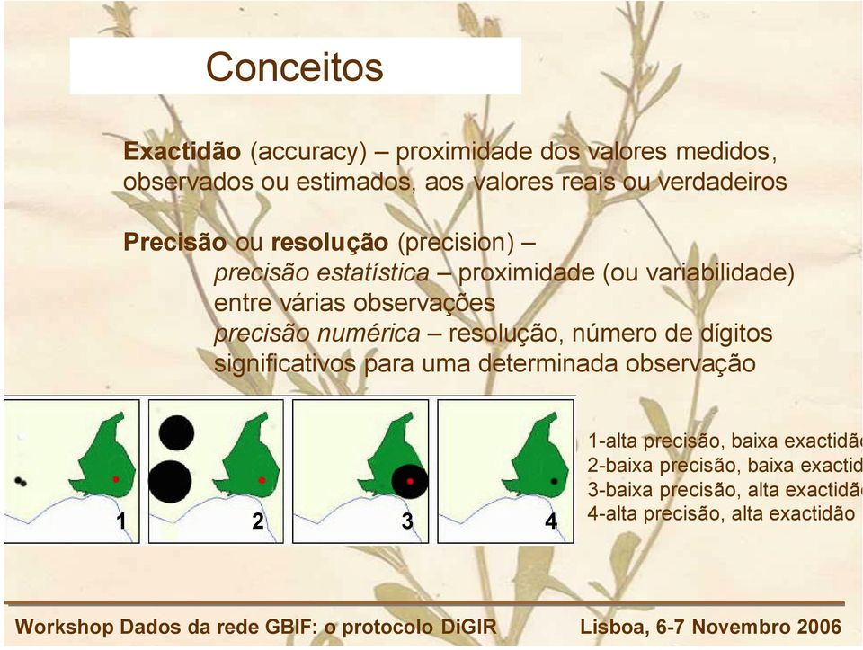 observações precisão numérica resolução, número de dígitos significativos para uma determinada observação 1 2 3 4