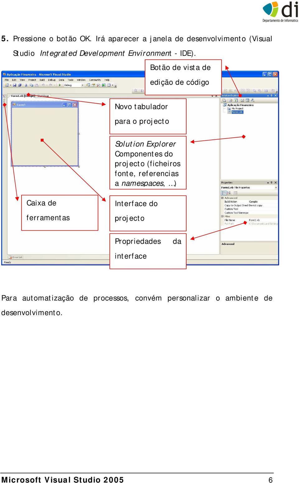 Botão de vista de edição de código Novo tabulador para o projecto Solution Explorer Componentes do projecto