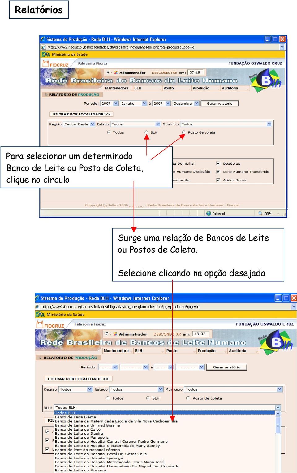 Surge uma relação de Bancos de Leite ou Postos