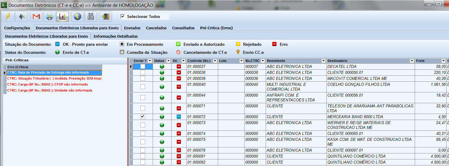 Envio do CT-e: As validações são