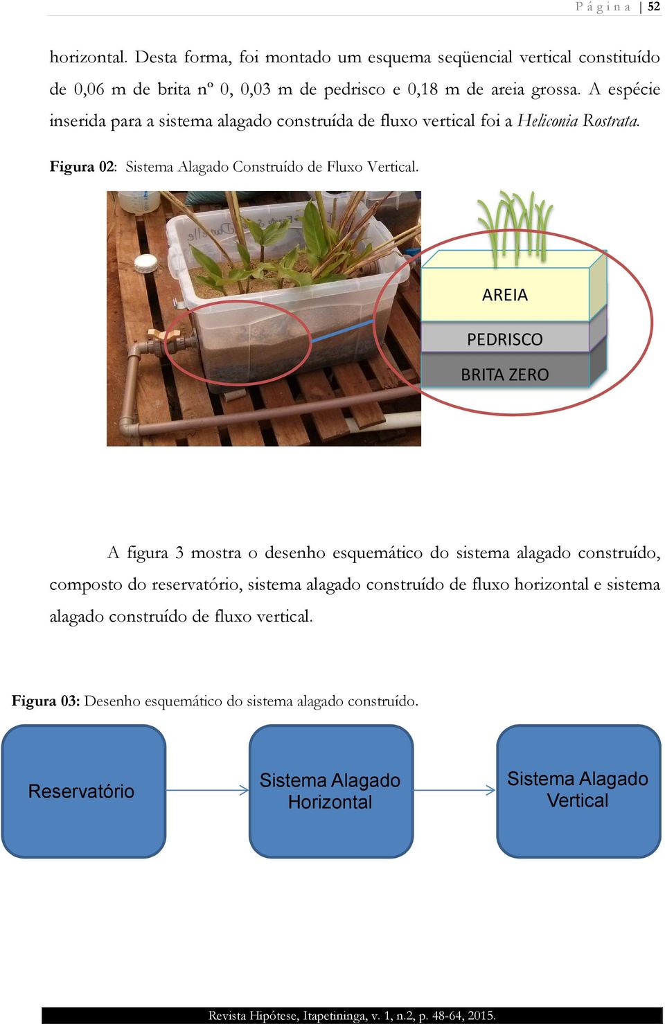 AREIA PEDRISCO BRITA ZERO A figura 3 mostra o desenho esquemático do sistema alagado construído, composto do reservatório, sistema alagado construído de fluxo horizontal