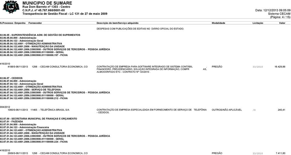 - GERAL 02.06.05.04.122.4001.2006.33903900.011100000.197 - FICHA DESPESAS COM PUBLICAÇÕES DE EDITAIS NO DIÁRIO OFICIAL DO ESTADO.