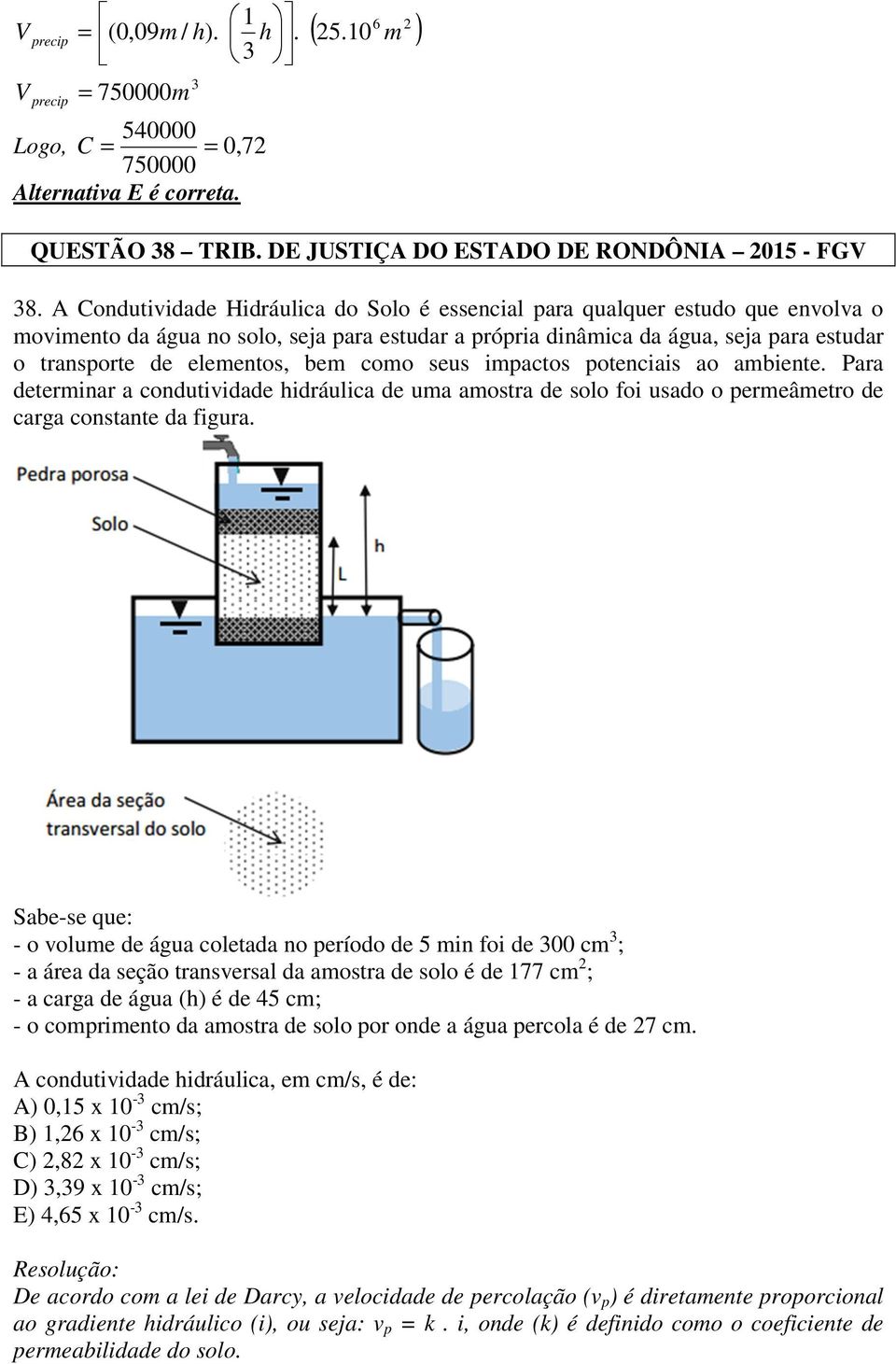 bem como seus impactos potenciais ao ambiente. Para determinar a condutividade hidráulica de uma amostra de solo foi usado o permeâmetro de carga constante da figura.