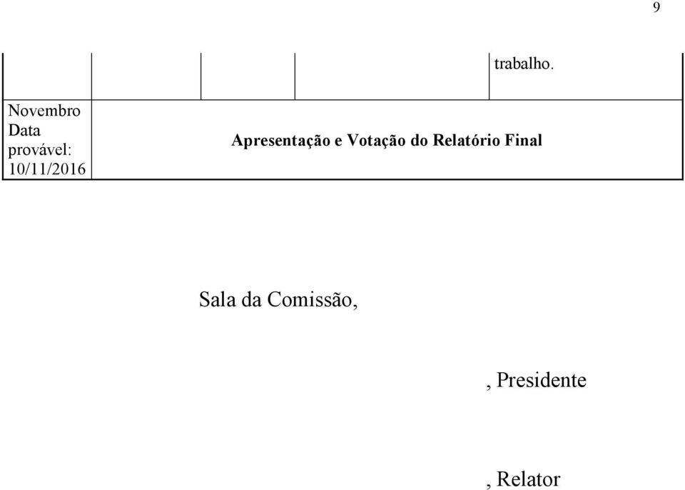 Apresentação e Votação do