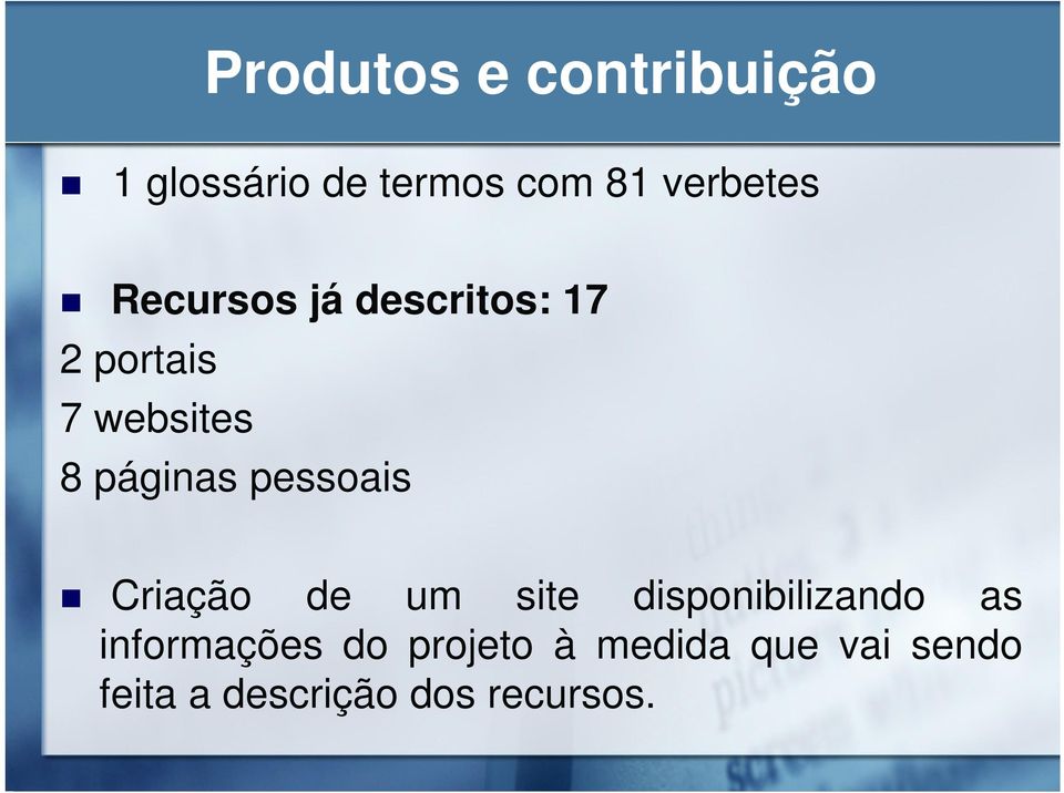 páginas pessoais Criação de um site disponibilizando as