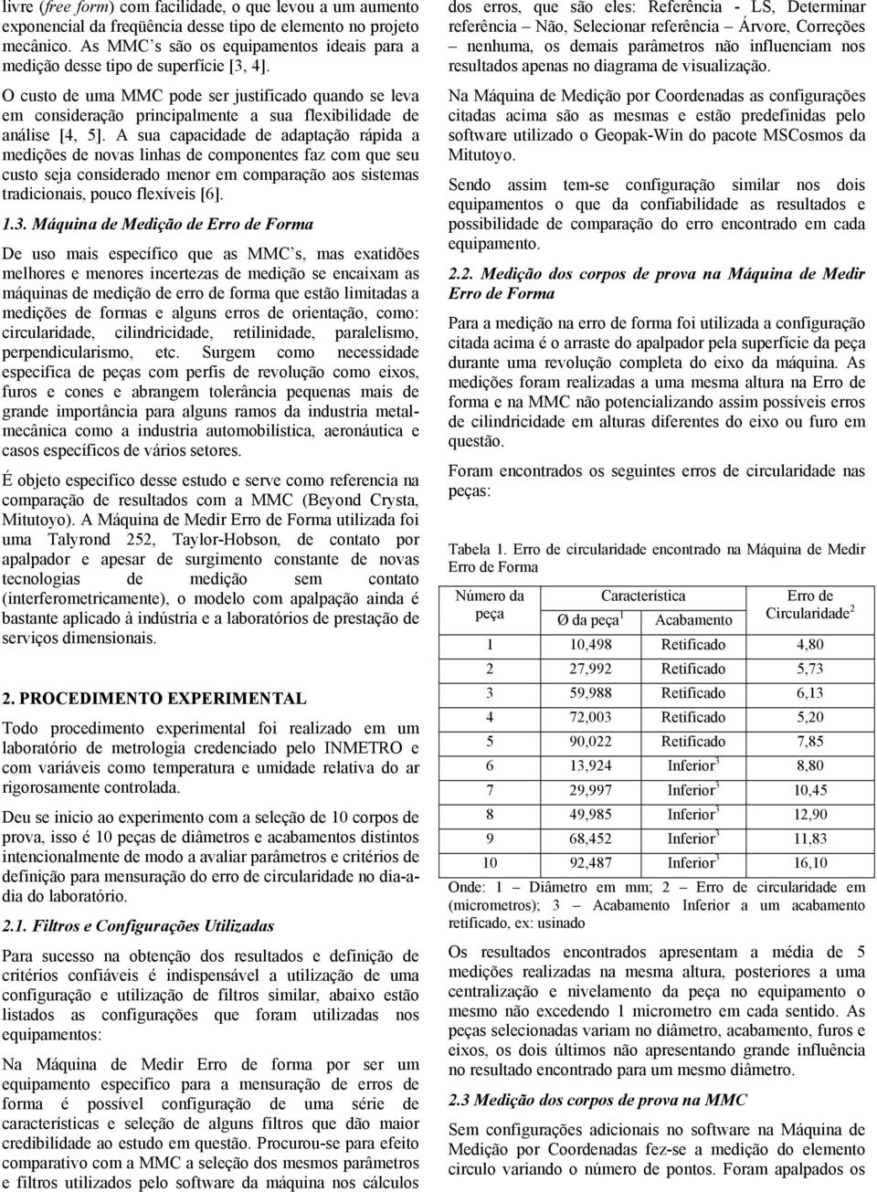 O custo de uma MMC pode ser justificado quando se leva em consideração principalmente a sua flexibilidade de análise [, ].