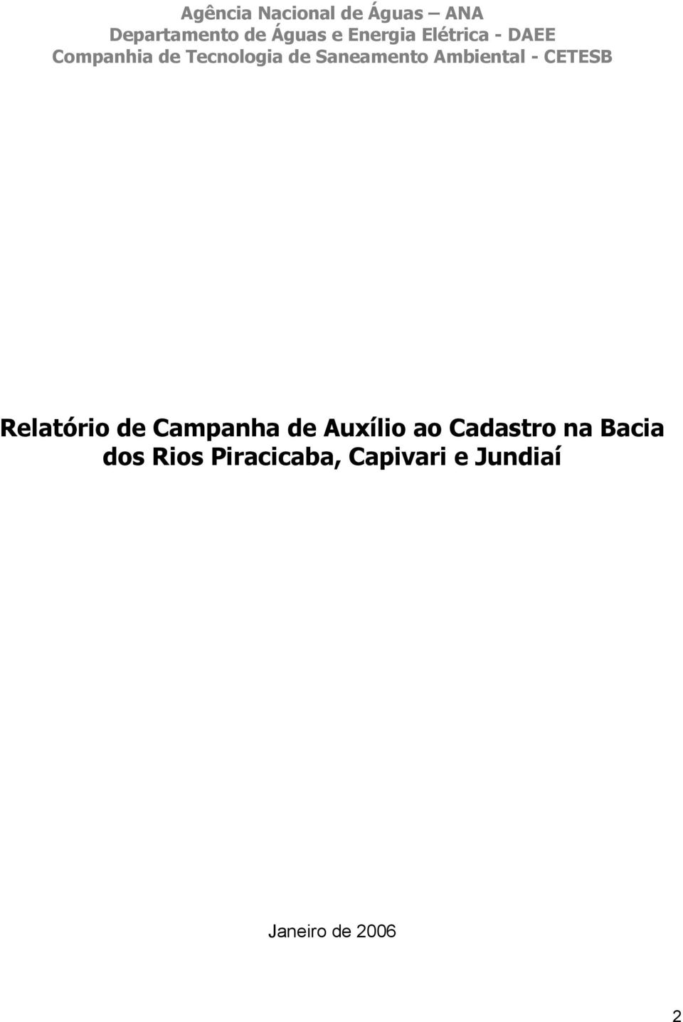 Ambiental - CETESB Relatório de Campanha de Auxílio ao