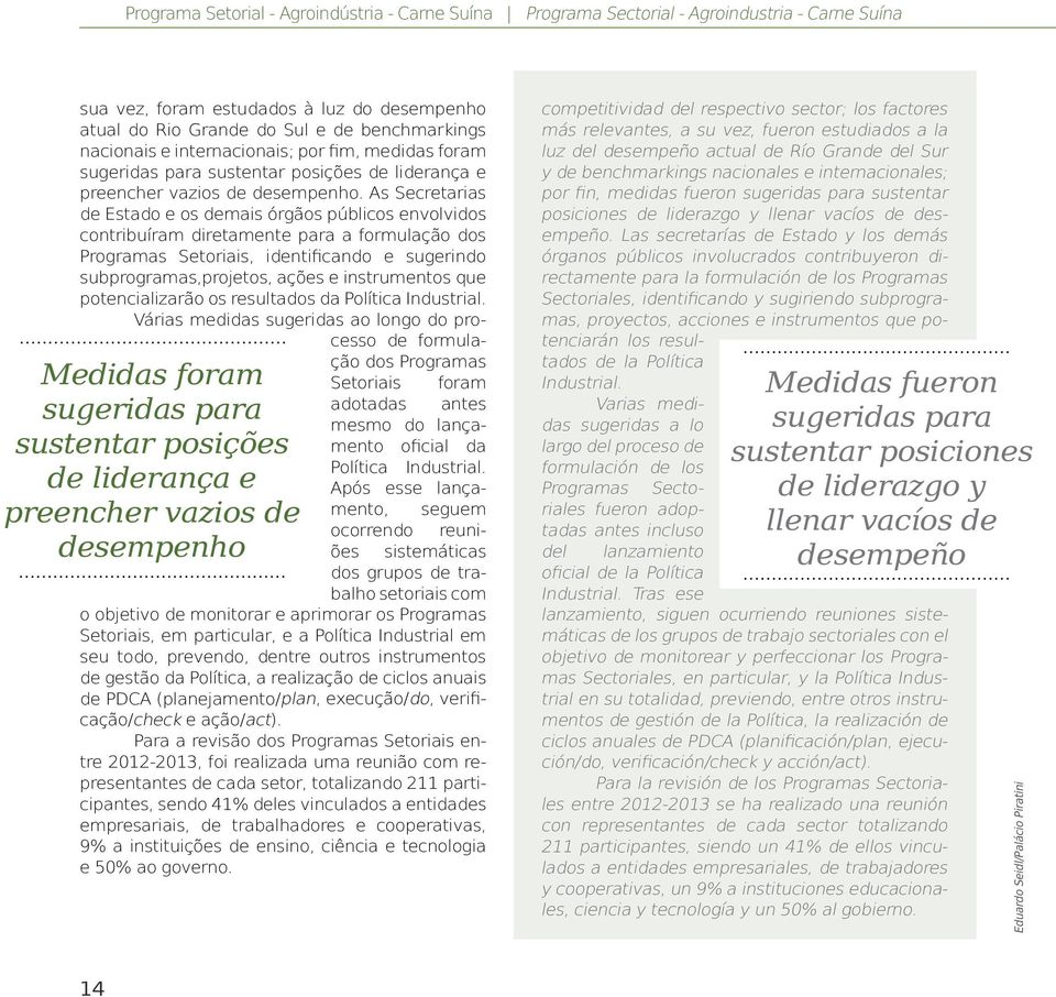 As Secretarias de Estado e os demais órgãos públicos envolvidos contribuíram diretamente para a formulação dos Programas Setoriais, identificando e sugerindo subprogramas,projetos, ações e