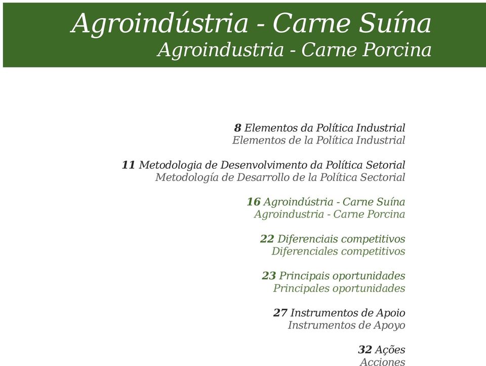 16 Agroindústria - Carne Suína Agroindustria - Carne Porcina 22 Diferenciais competitivos Diferenciales competitivos