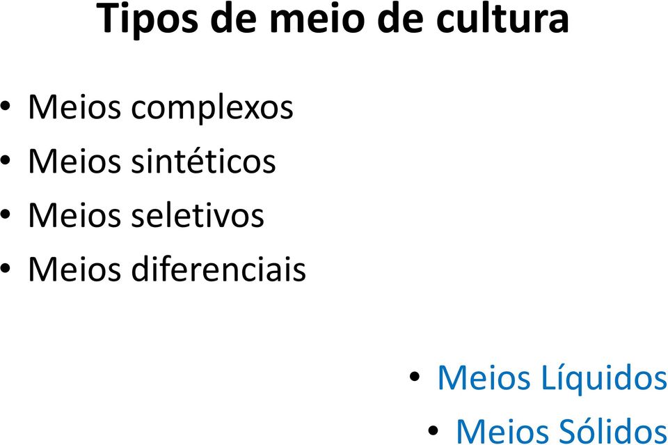 Meios seletivos Meios