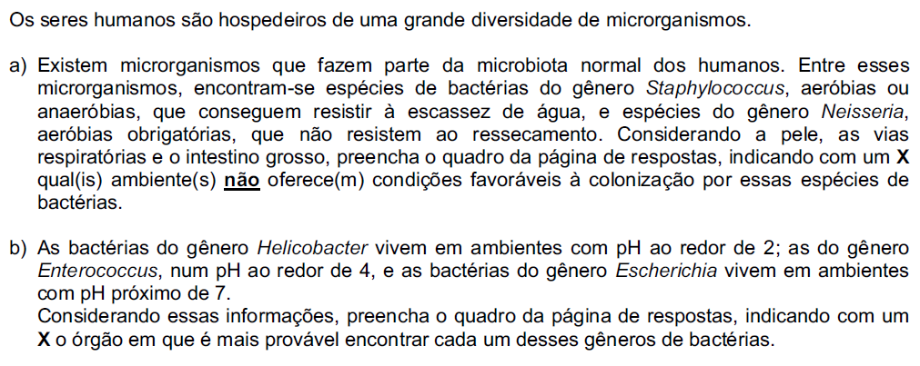 Questão 09 Resposta a) Pele Vias respiratórias Intestino grosso Staphylococcus - - -