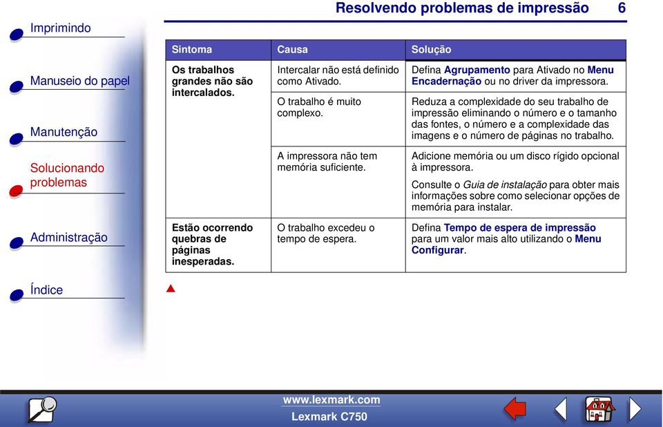 Reduza a complexidade do seu trabalho de impressão eliminando o número e o tamanho das fontes, o número e a complexidade das imagens e o número de páginas no trabalho.