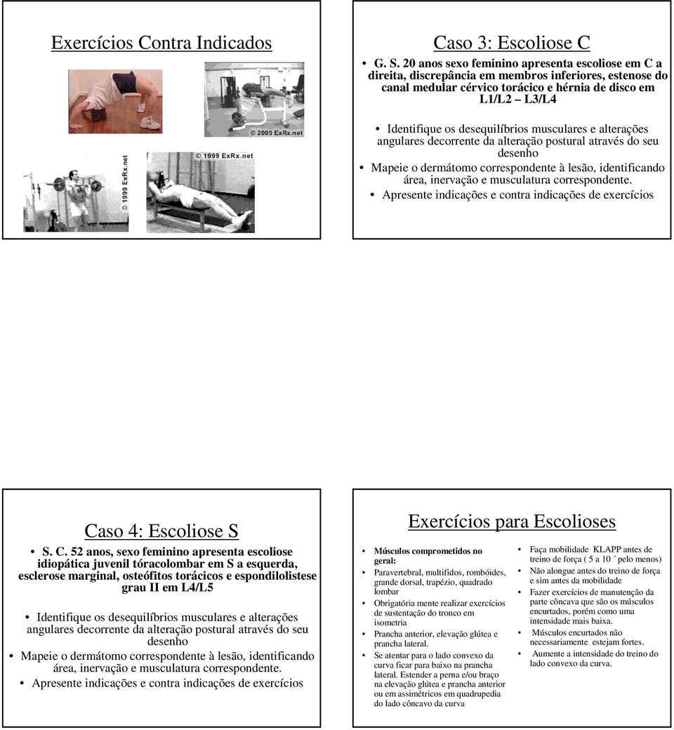 musculares e alterações angulares decorrente da alteração postural através do seu desenho Mapeie o dermátomo correspondente à lesão, identificando área, inervação e musculatura correspondente.