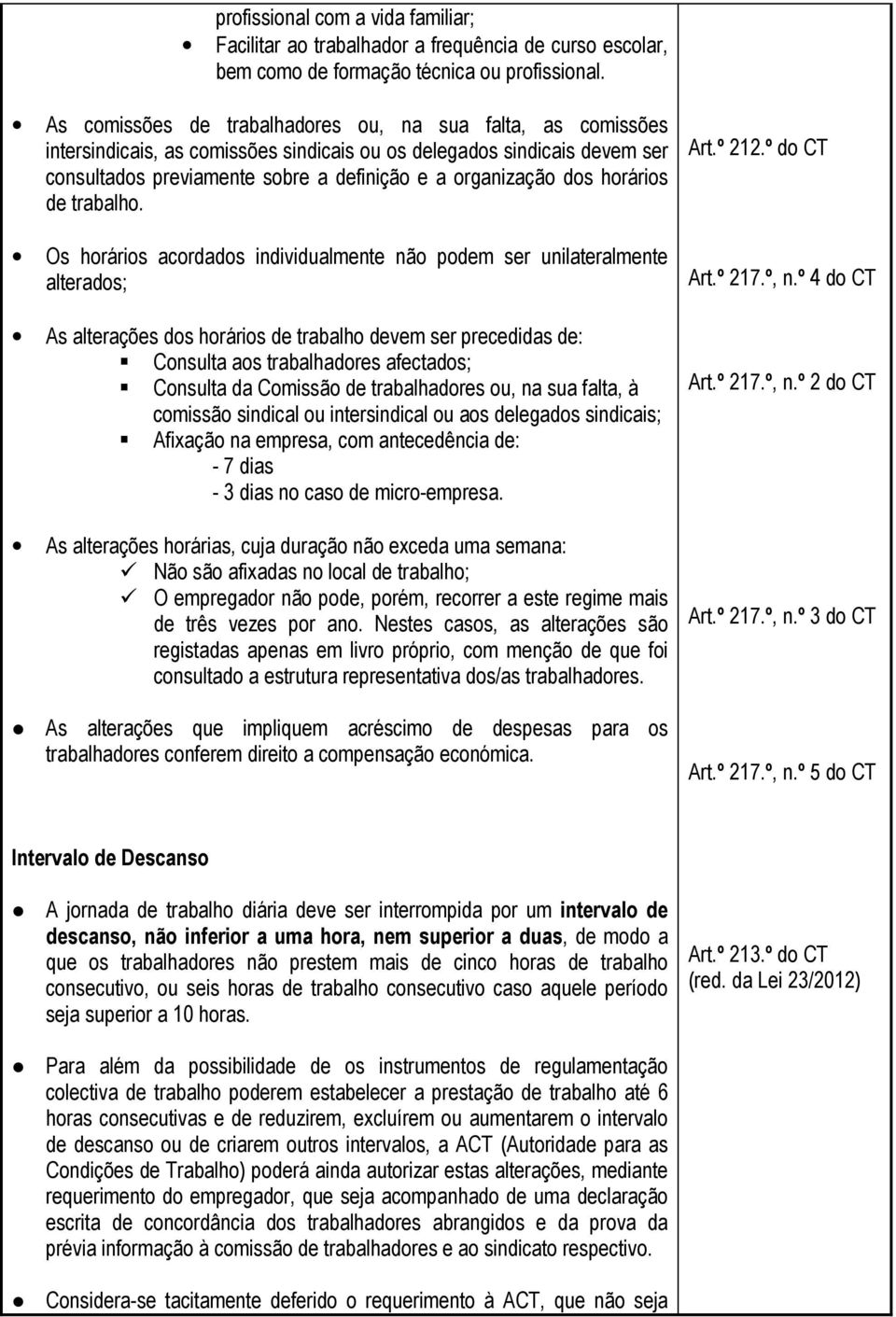 horários de trabalho.