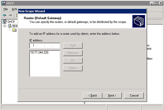 5. 6. Adicionar o intervalo de endereço IP de que você quer o servidor DHCP atribuir endereços IP de Um ou Mais Servidores Cisco ICM NT.