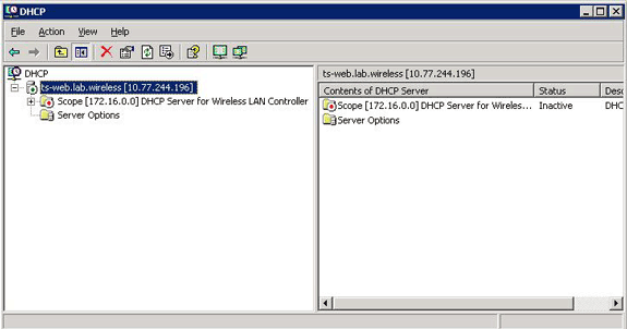 14. Clique em Finish. O escopo de DHCP novo é criado agora. Contudo, não é ainda Active e não atribui endereços IP de Um ou Mais Servidores Cisco ICM NT.