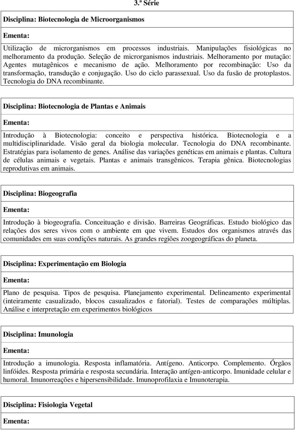 Uso do ciclo parassexual. Uso da fusão de protoplastos. Tecnologia do DNA recombinante. Disciplina: Biotecnologia de Plantas e Animais Introdução à Biotecnologia: conceito e perspectiva histórica.