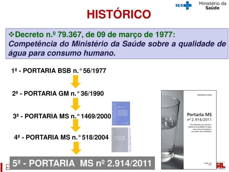 a qualidade de água para consumo humano. 1ª - PORTARIA BSB n.