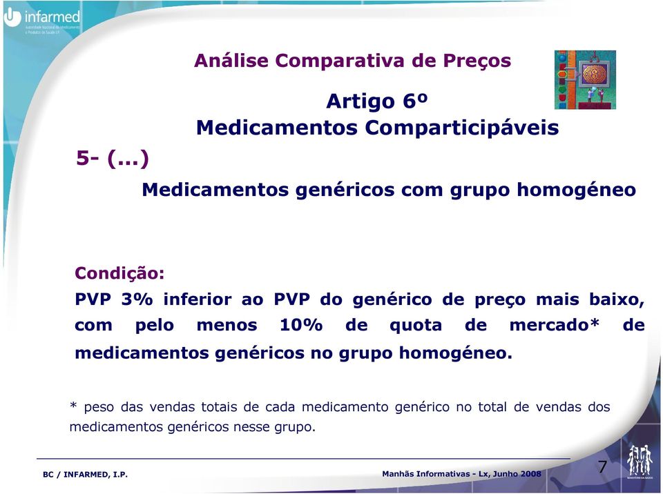 com pelo menos 10% de quota de mercado* de medicamentos genéricos no grupo homogéneo.