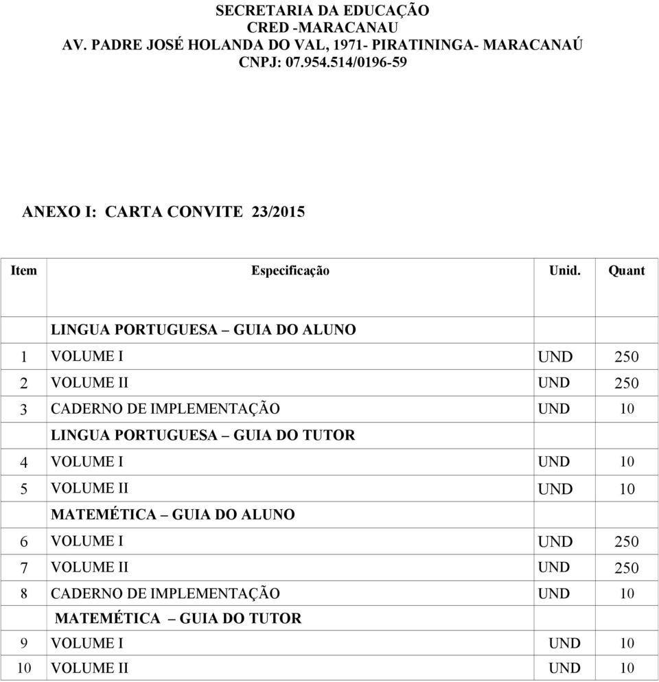 IMPLEMENTAÇÃO UND 10 LINGUA PORTUGUESA GUIA DO TUTOR 4 VOLUME I UND 10 5 VOLUME II UND 10