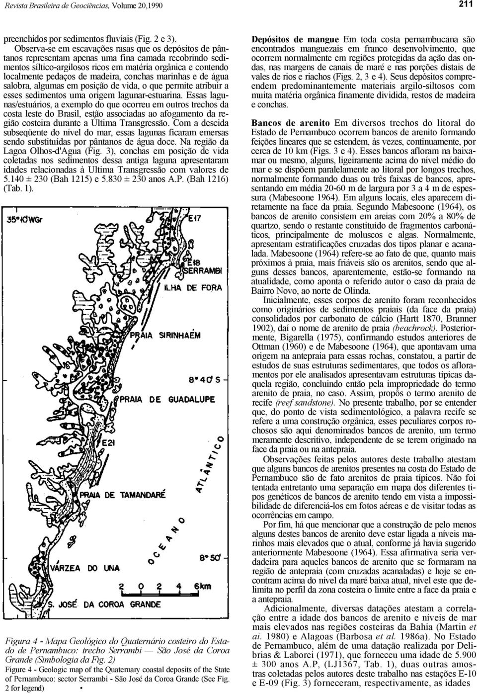 madeira, conchas marinhas e de água salobra, algumas em posição de vida, o que permite atribuir a esses sedimentos uma origem lagunar-estuarina.