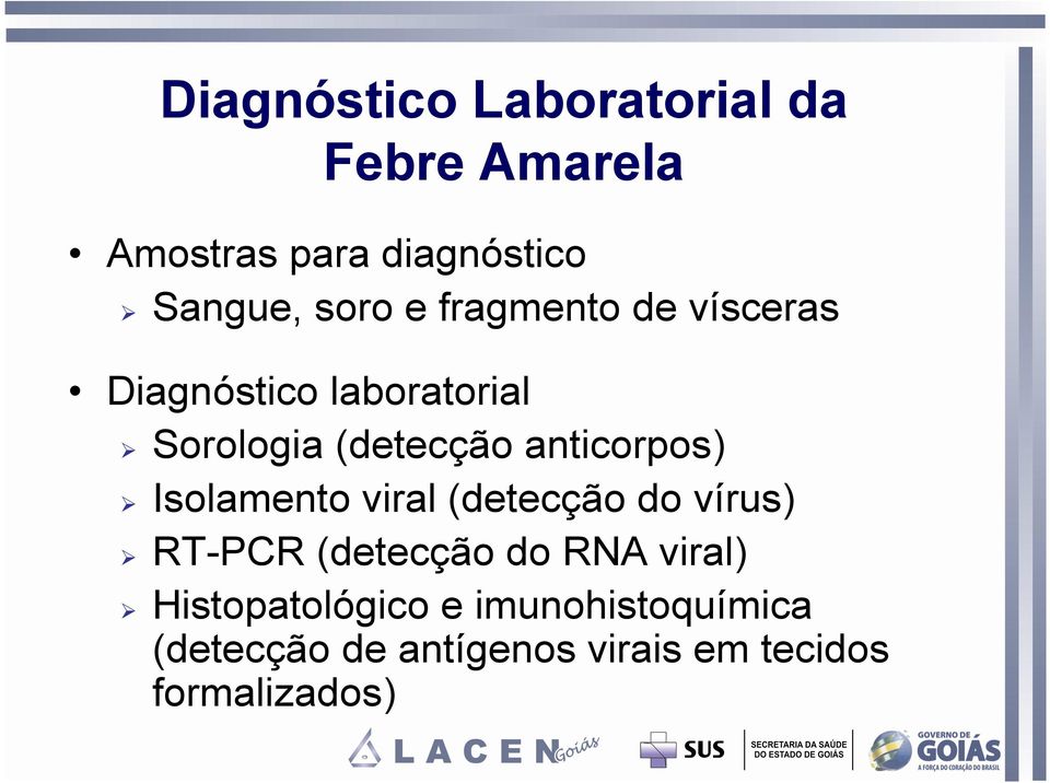 anticorpos) Isolamento viral (detecção do vírus) RT-PCR (detecção do RNA viral)