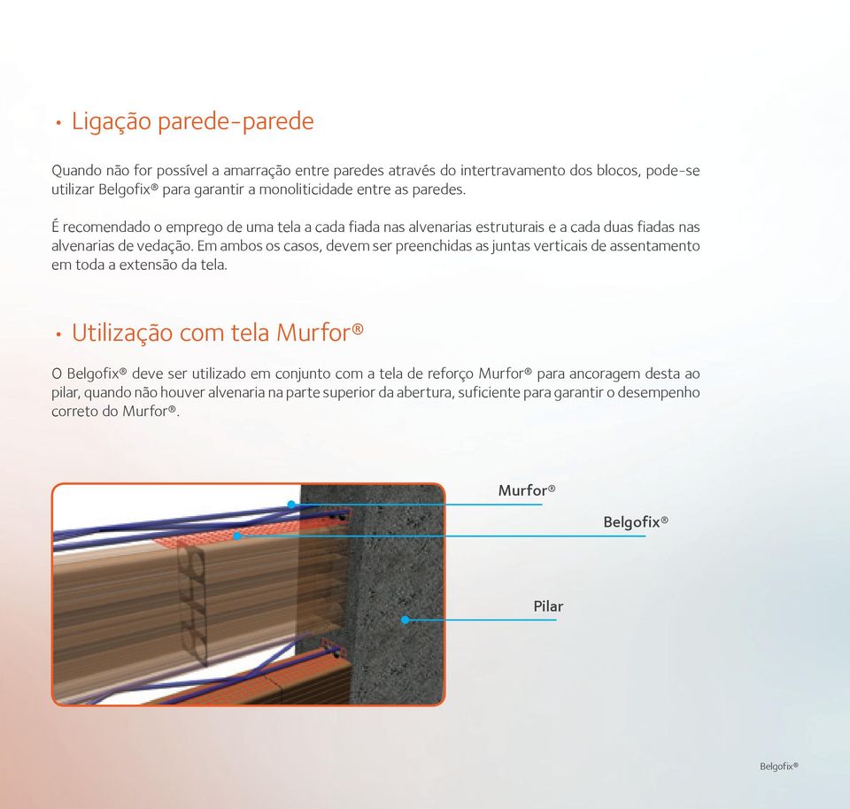 Em ambos os casos, devem ser preenchidas as juntas verticais de assentamento em toda a extensão da tela.