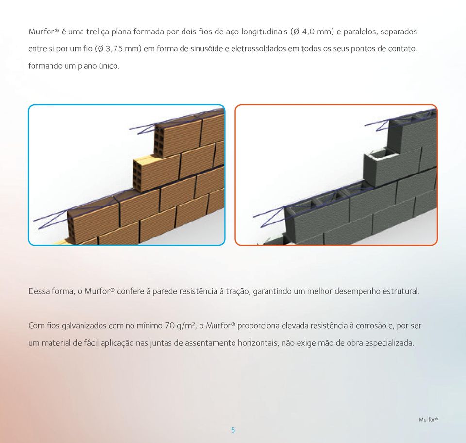 Dessa forma, o Murfor confere à parede resistência à tração, garantindo um melhor desempenho estrutural.