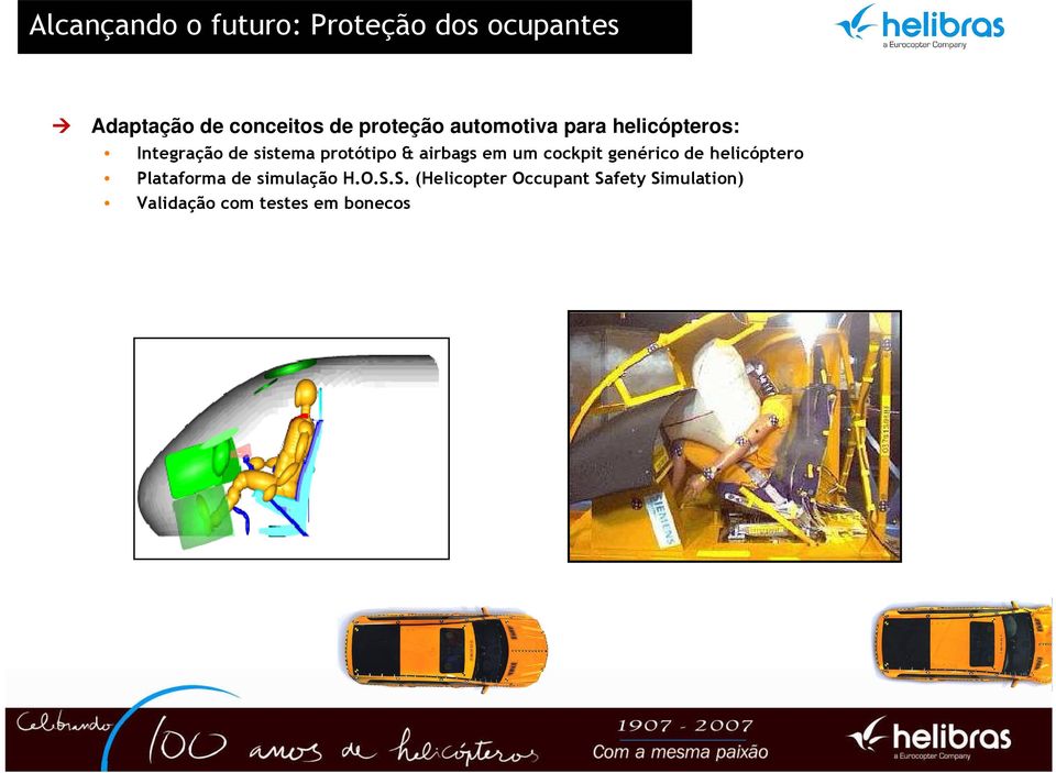 airbags em um cockpit genérico de helicóptero Plataforma de simulação H.O.