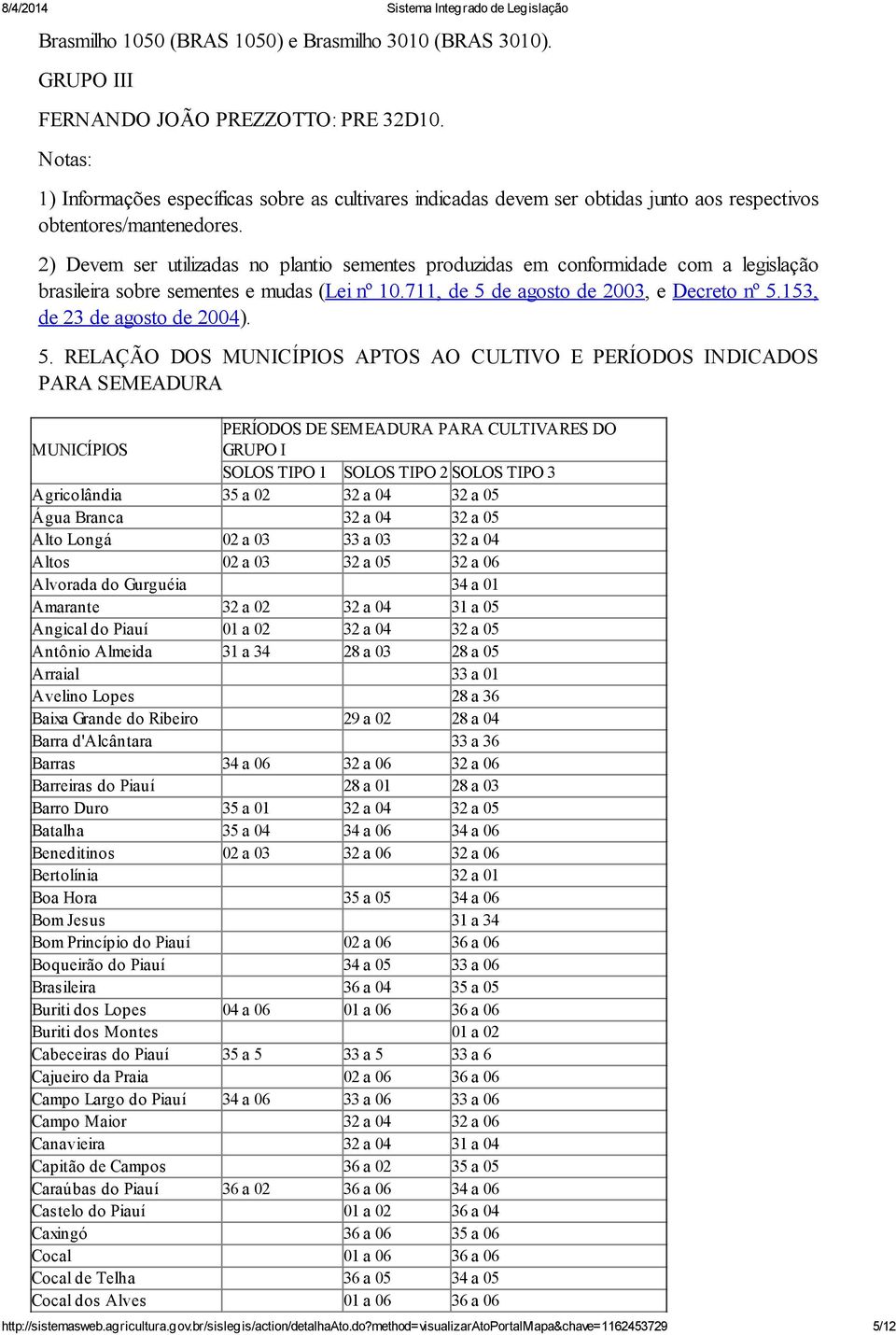 2) Devem ser utilizds no plntio sementes produzids em conformidde com legislção brsileir sobre sementes e muds (Lei nº.7, de 5 