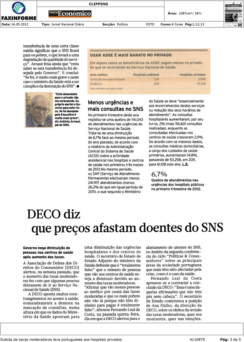 "Esta debandada para o privado não me surpreende. Eu próprio alertei o Governo para este risco. Se foi desejada pelo Executivo é multo mais grave", diz António Arnaut, pai do SNS.