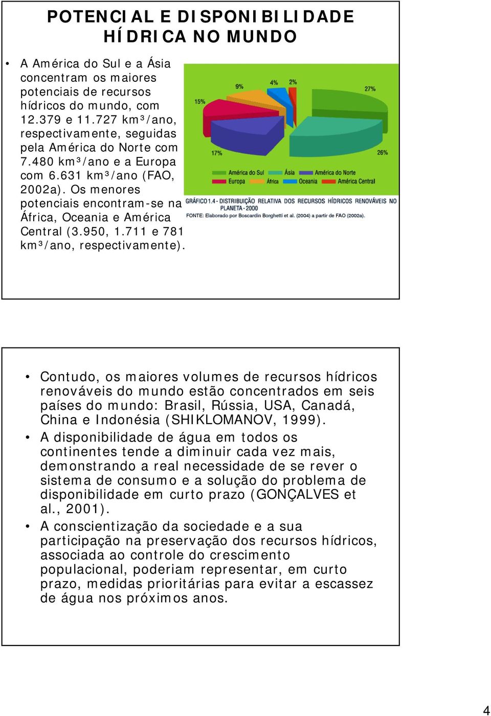 950, 1.711 e 781 km³/ano, respectivamente).