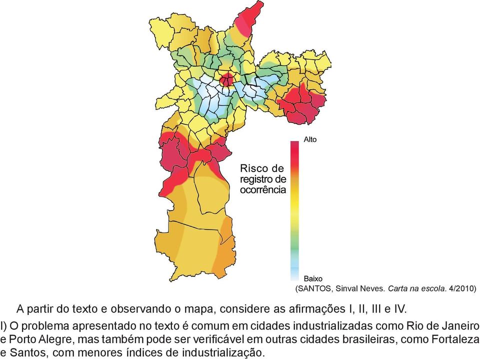 I) O problema apresentado no texto é comum em cidades industrializadas como Rio de Janeiro