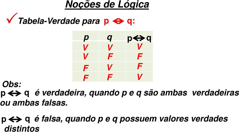 são ambas verdadeiras ou ambas falsas.