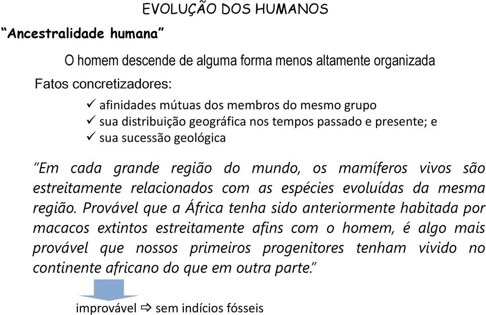 estreitamente relacionados com as espécies evoluídas da mesma região.