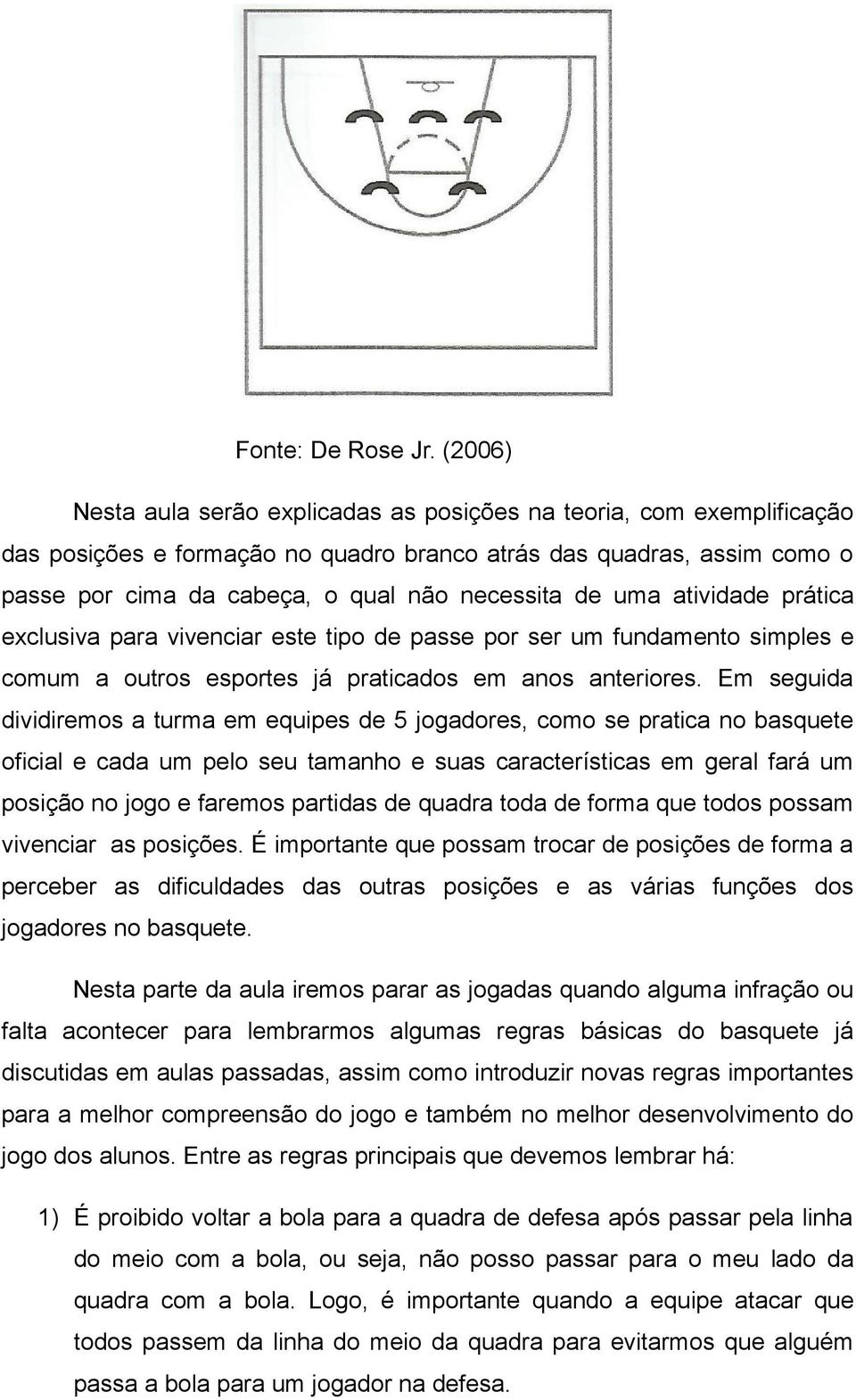 uma atividade prática exclusiva para vivenciar este tipo de passe por ser um fundamento simples e comum a outros esportes já praticados em anos anteriores.