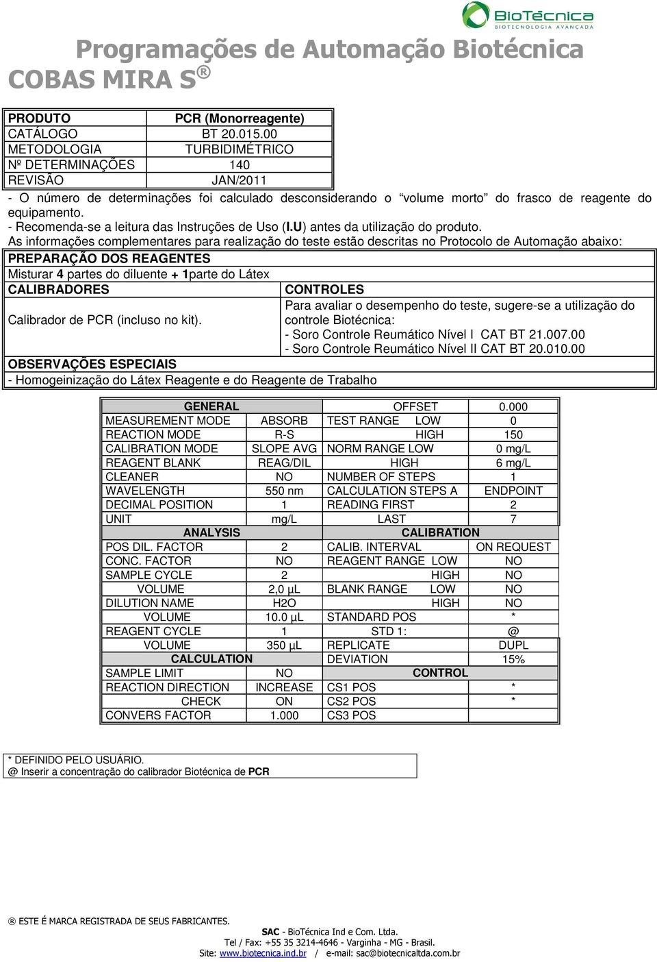 00 - Soro Controle Reumático Nível II CAT BT 20.010.00 GENERAL OFFSET 0.