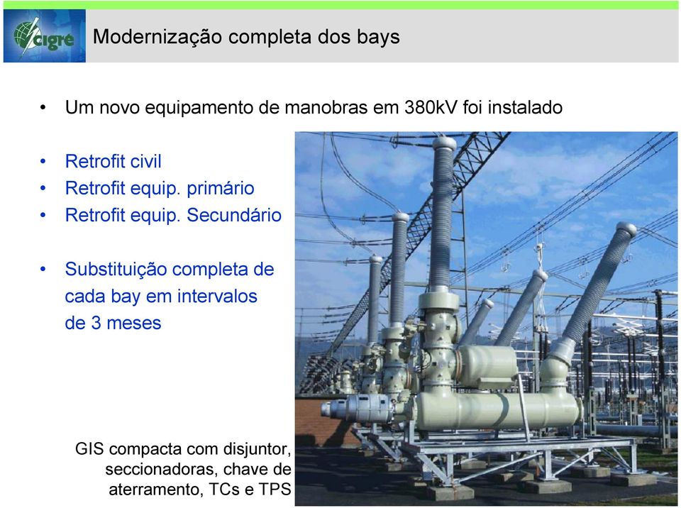 Secundário Substituição completa de cada bay em intervalos de 3 meses