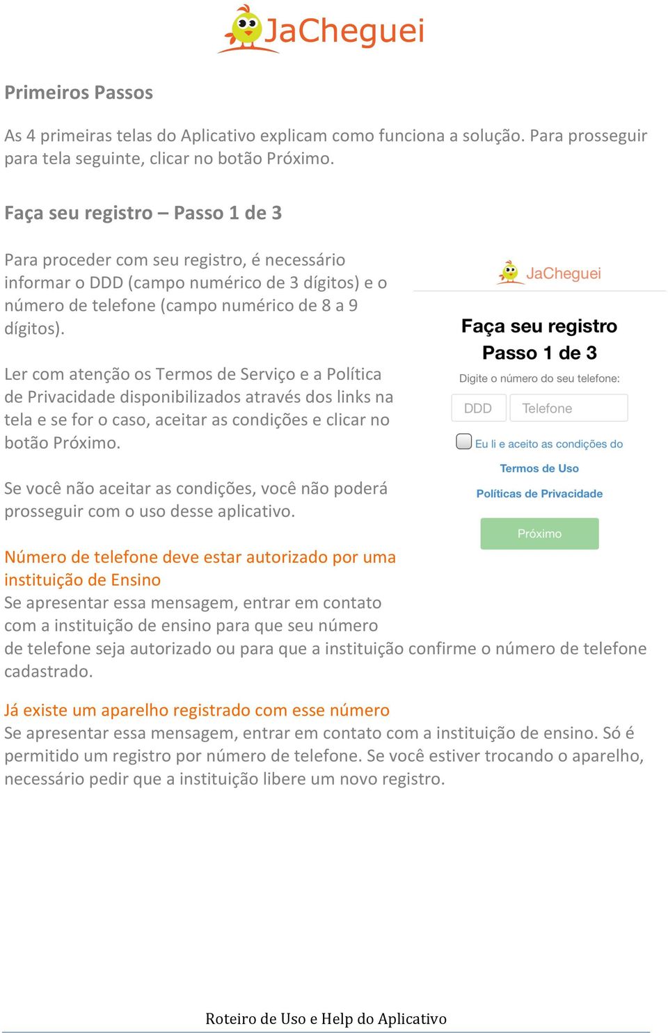 Ler com atenção os Termos de Serviço e a Política de Privacidade disponibilizados através dos links na tela e se for o caso, aceitar as condições e clicar no botão Próximo.