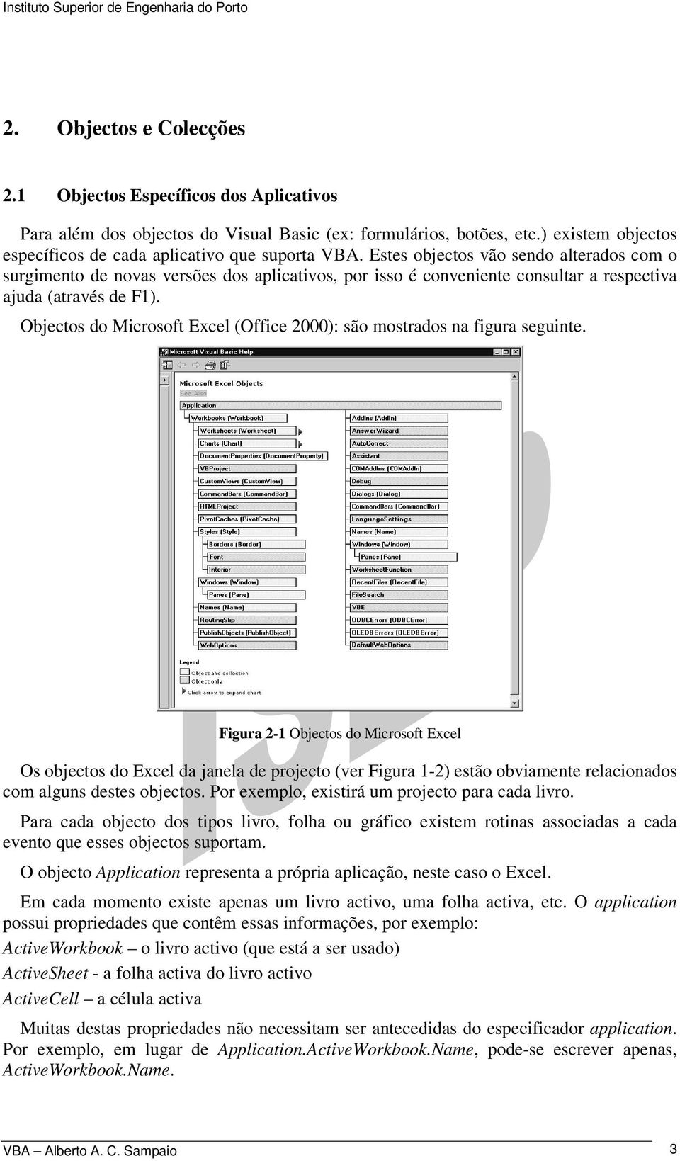 Objectos do Microsoft Excel (Office 2000): são mostrados na figura seguinte.