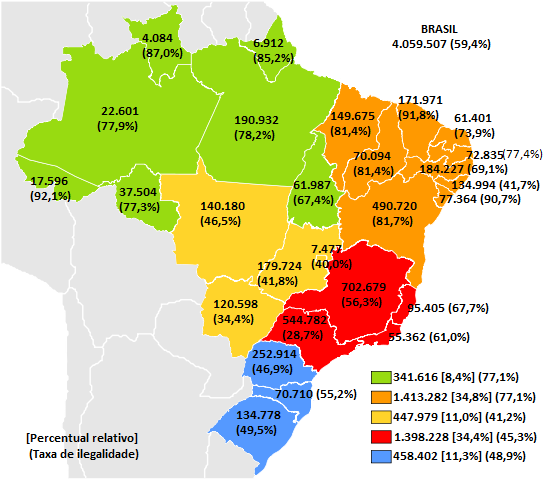 Assalariados ocupados no meio rural e Taxa de Ilegalidade (ou informalidade) - pessoas de 10