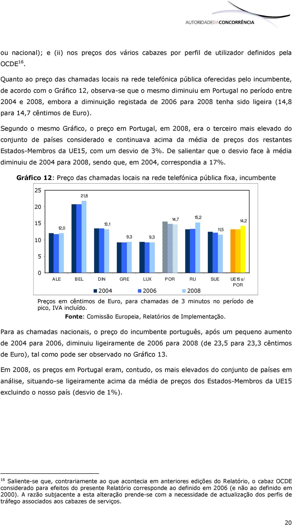 a diminuição registada de 2006 para 2008 tenha sido ligeira (14,8 para 14,7 cêntimos de Euro).