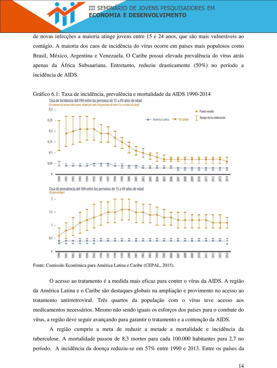 Entretanto, reduziu drasticamente (50%) no período a incidência de AIDS. Gráfico 6.