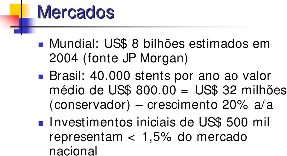 00 = US$ 32 milhões (conservador) crescimento 20% a/a