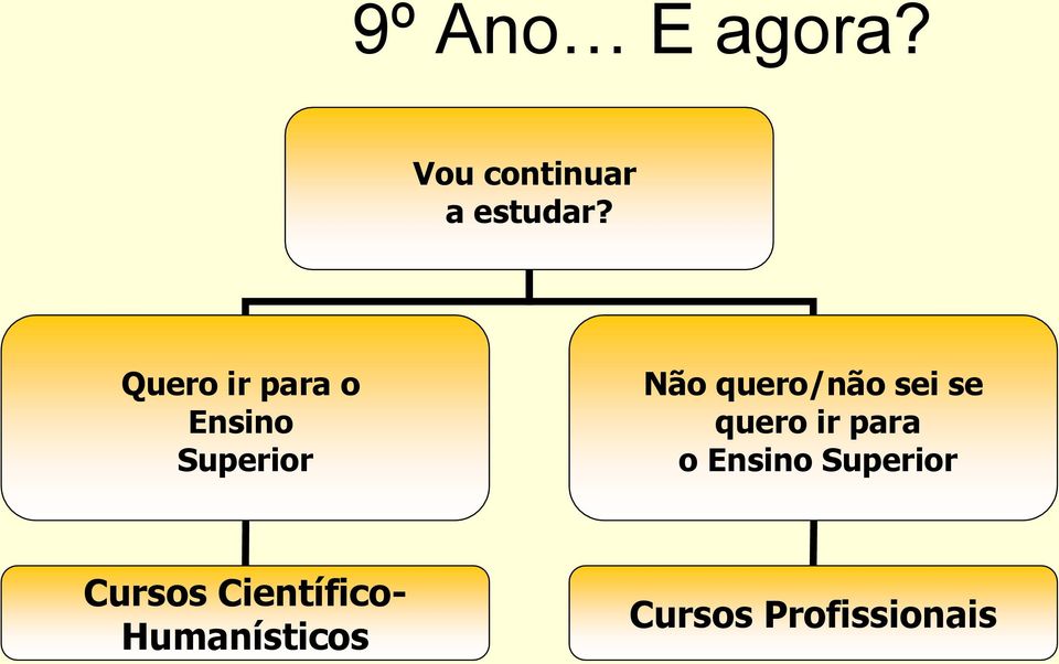 quero/não sei se quero ir para o Ensino