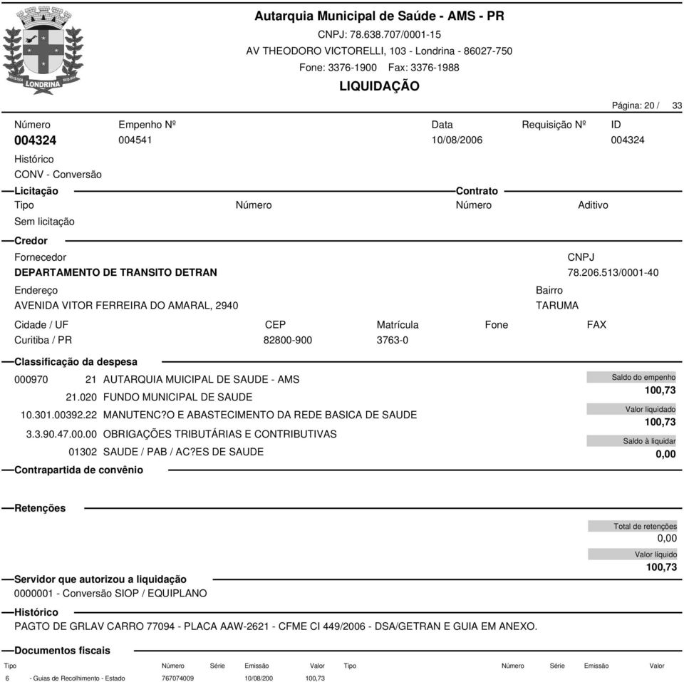 O E ABASTECIMENTO DA REDE BASICA DE SAUDE 3.3.90.47.00.00 OBRIGAÇÕES TRIBUTÁRIAS E CONTRIBUTIVAS 01302 SAUDE / PAB / AC?