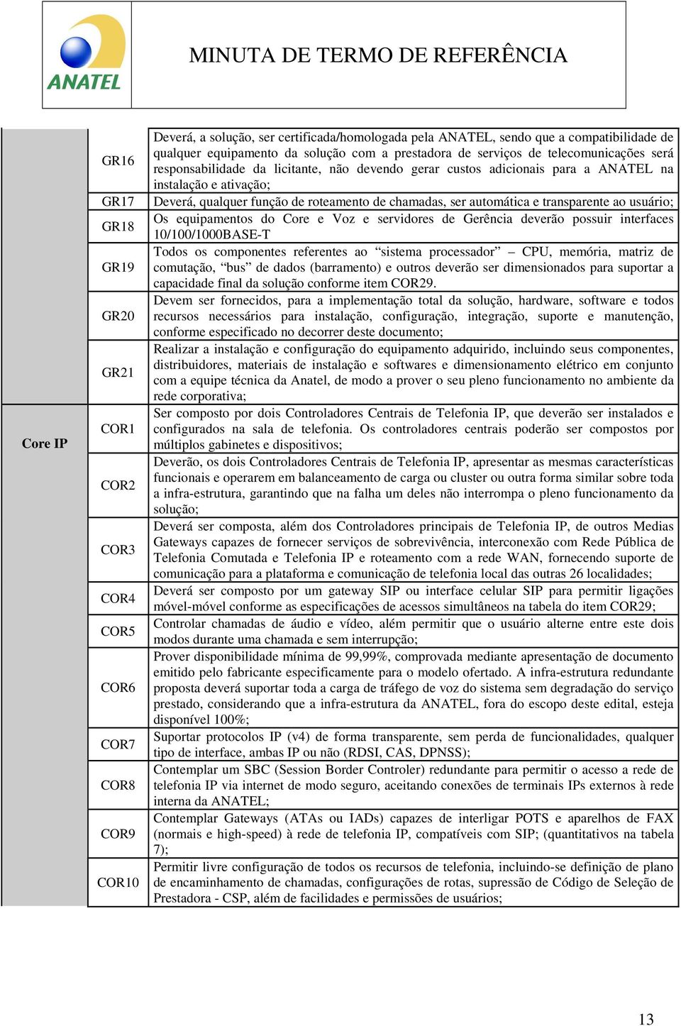 roteamento de chamadas, ser automática e transparente ao usuário; Os equipamentos do Core e Voz e servidores de Gerência deverão possuir interfaces 10/100/1000BASE-T Todos os componentes referentes