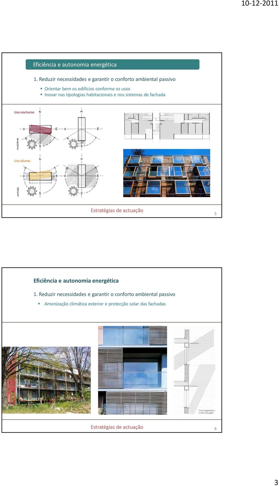 os usos Inovar nas tipologias habitacionais e nos sistemas de fachada Uso nocturno Uso diurno 5 