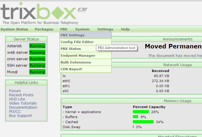 1. REQUISITOS DO SISTEMA Para aplicar as configurações deste manual é necessário que a máquina tenha o Trixbox instalado. 2.