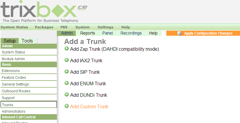 Em seguida Add Custom Trunk Na página de edição do tronco coloque: Trunk Name: Portabilidade nome